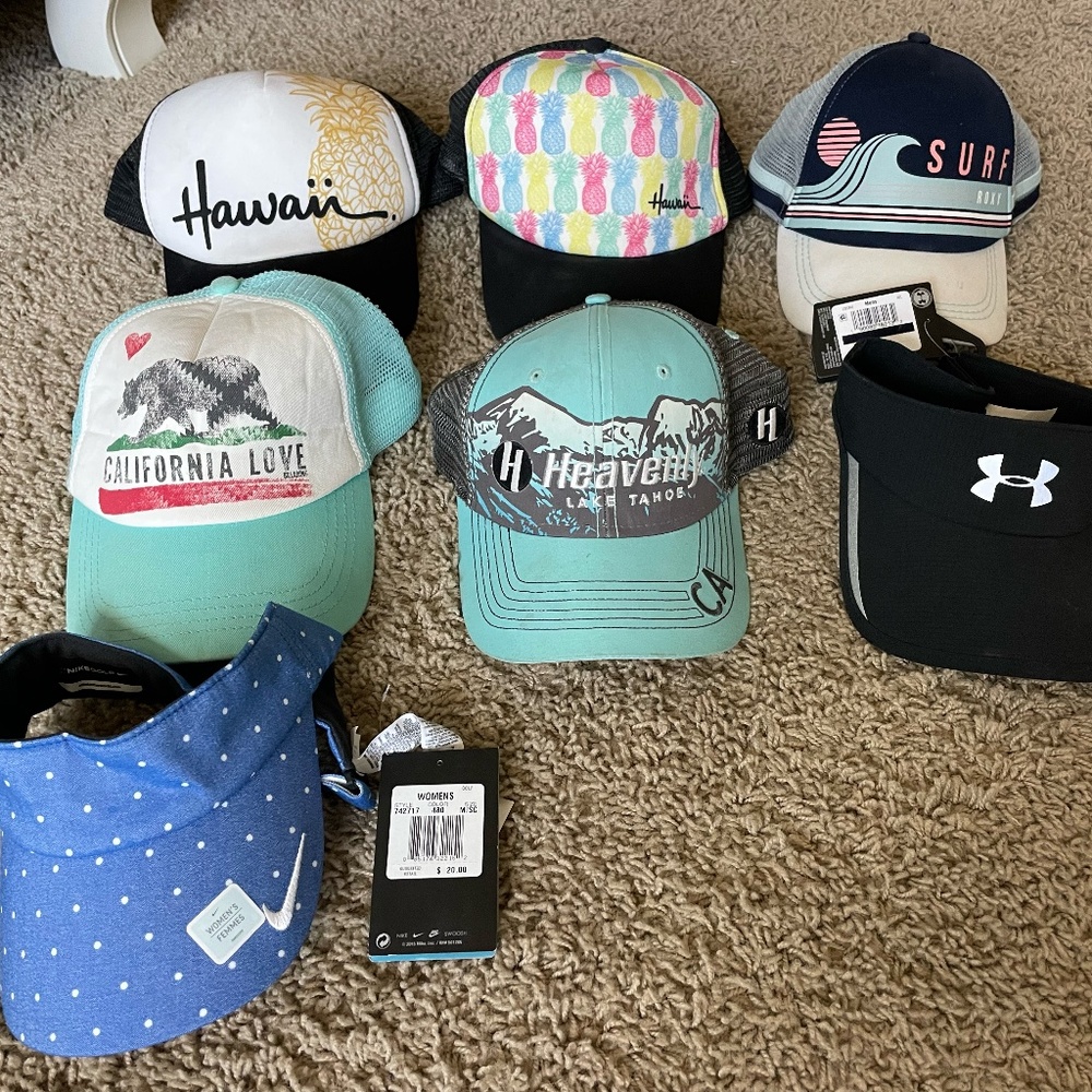 Collection of 5 Hats and 2 NWT Visors
